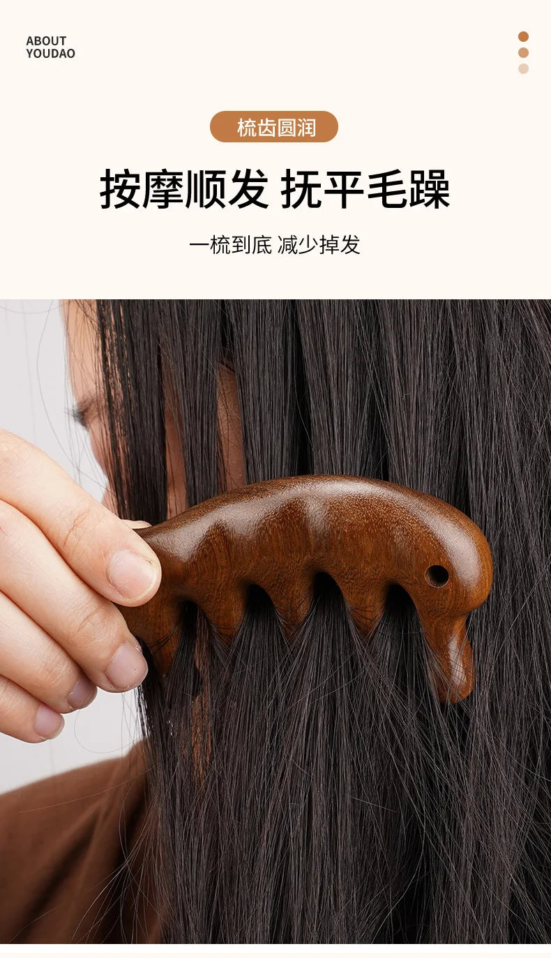 Sandalwood Head Scalp Massage Comb Gua Sha Tool Head Body Muscle Relaxation