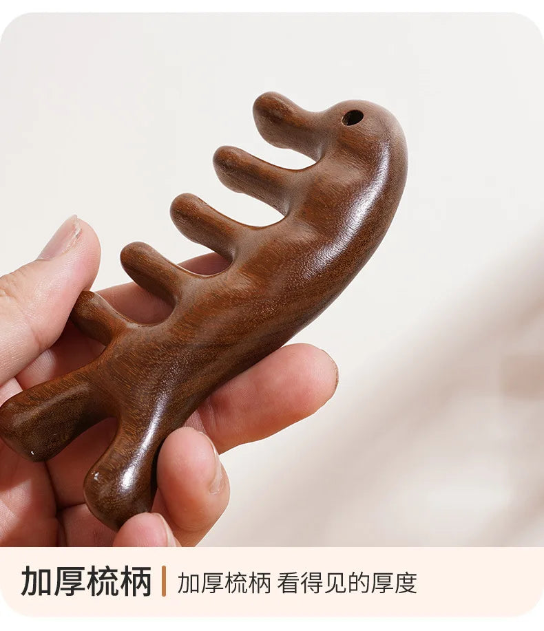 Sandalwood Head Scalp Massage Comb Gua Sha Tool Head Body Muscle Relaxation