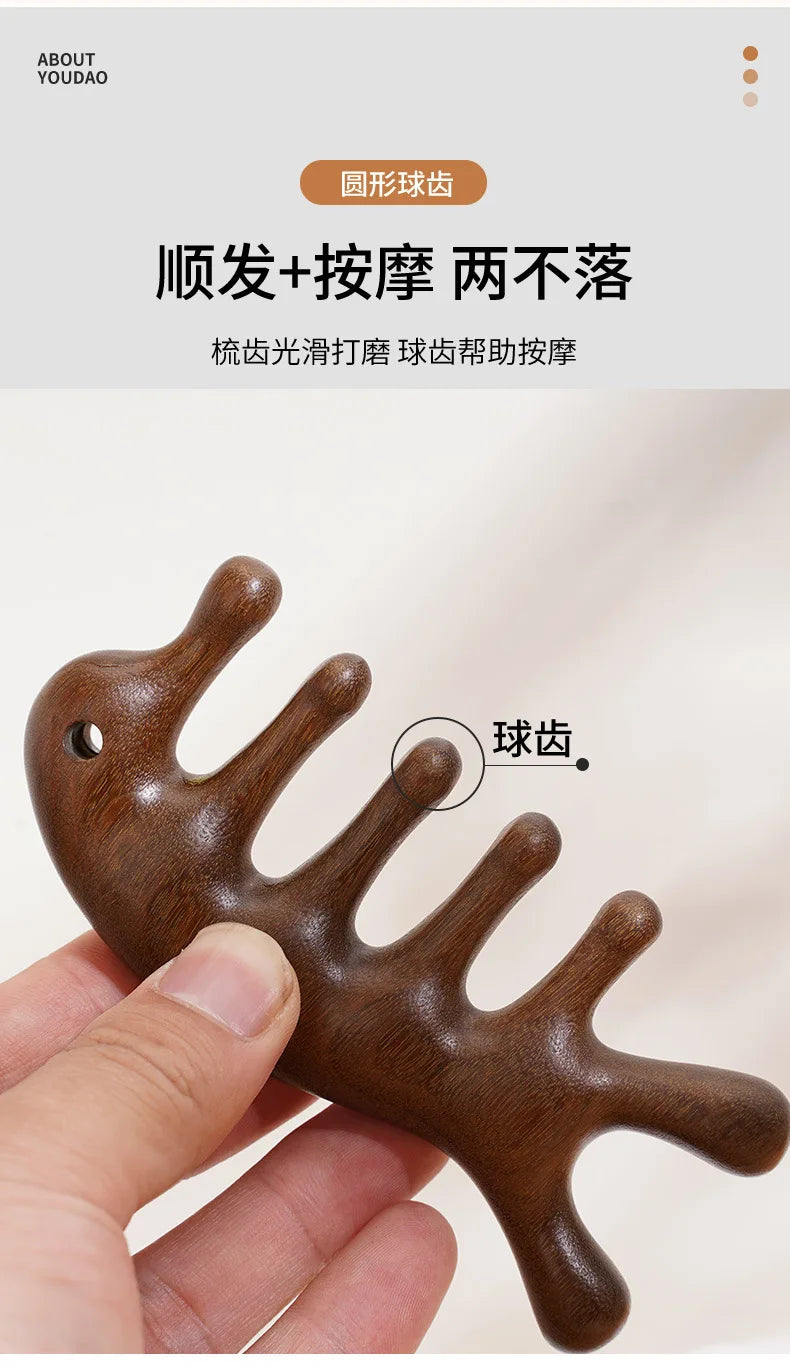 Sandalwood Head Scalp Massage Comb Gua Sha Tool Head Body Muscle Relaxation