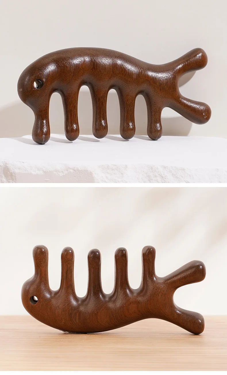 Sandalwood Head Scalp Massage Comb Gua Sha Tool Head Body Muscle Relaxation