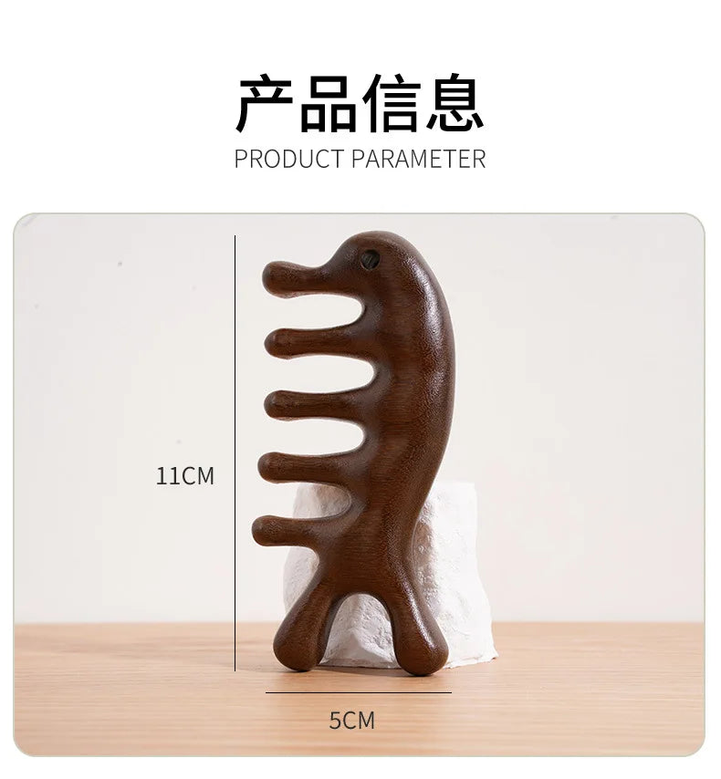 Sandalwood Head Scalp Massage Comb Gua Sha Tool Head Body Muscle Relaxation