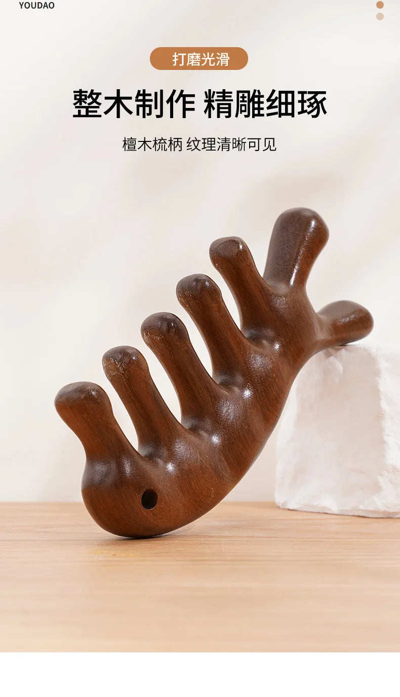 Sandalwood Head Scalp Massage Comb Gua Sha Tool Head Body Muscle Relaxation