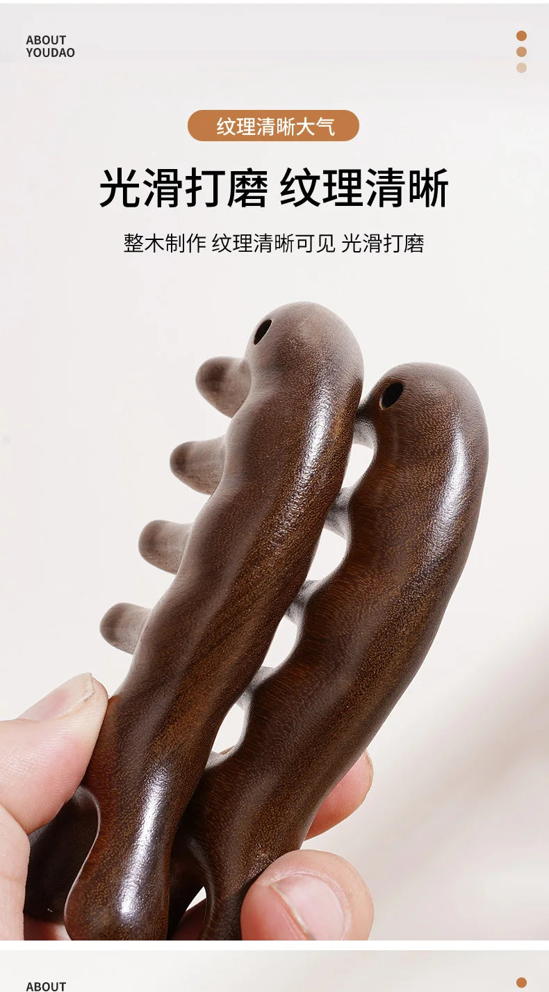 Sandalwood Head Scalp Massage Comb Gua Sha Tool Head Body Muscle Relaxation